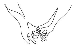 pinky swear of couple in continuous line drawing style vector