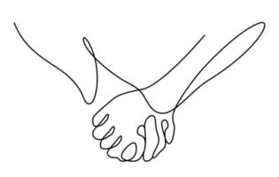 continuous line drawing of hands together holding illustration vector