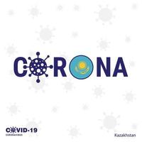 Kazakhstan Coronavirus Typography COVID19 country banner Stay home Stay Healthy Take care of your own health vector