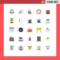 Pictogram Set of 25 Simple Flat Colors of ui garbage add deny hardware Editable Vector Design Elements