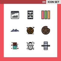 9 Creative Icons Modern Signs and Symbols of ball nature scanner hill mountain Editable Vector Design Elements