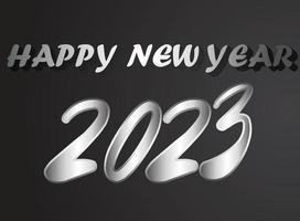 Beautiful Silver Color Glowing Happy New Year 2023 vector