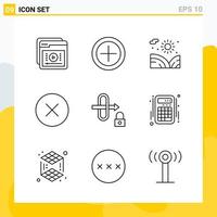 Collection of 9 Universal Line Icons Icon Set for Web and Mobile vector