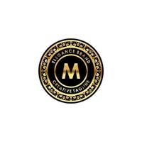 Abstract badge elegant with initial m logo design vector