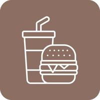 Fast Food Line Round Corner Background Icons vector