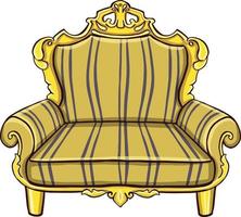 Retro sofa, yellow sofa in stripes illustration vector