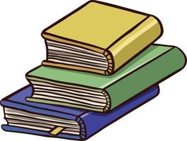 Stack of books for reading, textbooks, notepads color vector