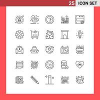 Group of 25 Lines Signs and Symbols for server control coin coins investment Editable Vector Design Elements