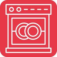 Dishwasher Line Round Corner Background Icons vector