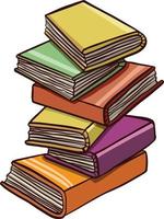 Stack of books for reading, textbooks, notepads color vector