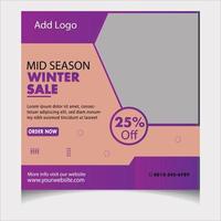Winter fashion sale social media post, web banner ads template with website banner, square flyer or poster and marketing flyer design vector