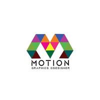 3D motion graphics design M logo template vector