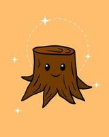 Cute Tree Stump Sticker Character Design vector