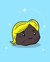 Cute Stone Sticker Design with the Blonde Hair vector