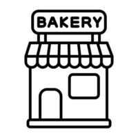 icono de línea de tienda de panadería vector