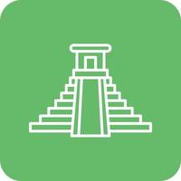 Chichen Itza Line Round Corner Background Icons vector
