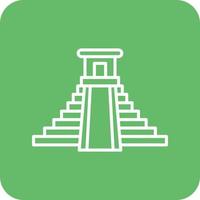 chichén itzá línea esquina redonda iconos de fondo vector