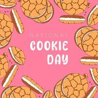 National Cookie Day banner, pink  background, frame. vector