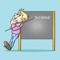 a teacher is introducing himself at the blackboard vector