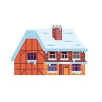 Winter Rural House with Chimney vector