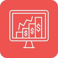 Monitoring Sales Line Round Corner Background Icons vector