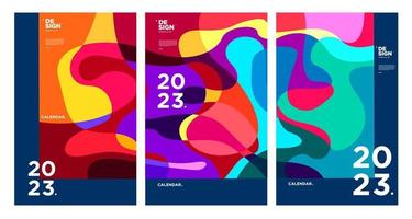 New year 2023 calendar design template with geometric colorful abstract. Vector calendar design.