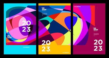 New year 2023 calendar design template with geometric colorful abstract. Vector calendar design.