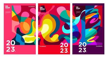 New year 2023 calendar design template with geometric colorful abstract. Vector calendar design.