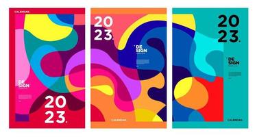 New year 2023 calendar design template with geometric colorful abstract. Vector calendar design.