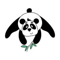 Funny panda lies clip art isolated vector illustration