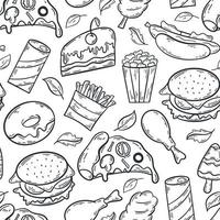 Fast food seamless pattern vector