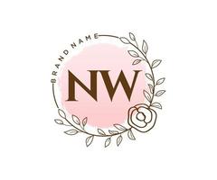 Initial NW feminine logo. Usable for Nature, Salon, Spa, Cosmetic and Beauty Logos. Flat Vector Logo Design Template Element.