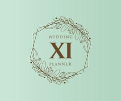 XI Initials letter Wedding monogram logos collection, hand drawn modern minimalistic and floral templates for Invitation cards, Save the Date, elegant identity for restaurant, boutique, cafe in vector
