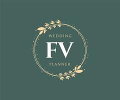 FV Initials letter Wedding monogram logos collection, hand drawn modern minimalistic and floral templates for Invitation cards, Save the Date, elegant identity for restaurant, boutique, cafe in vector