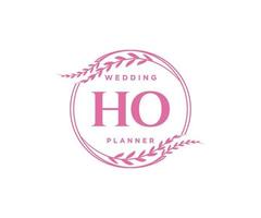 HO Initials letter Wedding monogram logos collection, hand drawn modern minimalistic and floral templates for Invitation cards, Save the Date, elegant identity for restaurant, boutique, cafe in vector