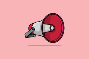 Megaphone vector illustration. Announcement speaker object icon design on pink background. Marketing time concept vector design.