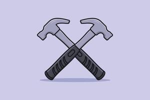 Claw Hammer tool vector illustration. Working tools equipment objects icon concept. Claw Hammer tool in cross sign vector design on purple background.