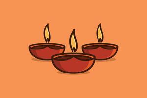 Diwali Props vector illustration Happy Diwali Festival of lights celebration icon concept. Indian Festival Happy Diwali with orange background