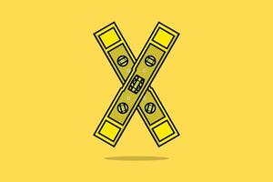 Spirit Level tool vector illustration. Working tools equipment objects icon concept. Spirit Level tool in X sign vector design on yellow background.