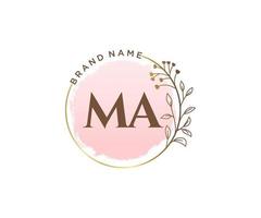 Initial MA feminine logo. Usable for Nature, Salon, Spa, Cosmetic and Beauty Logos. Flat Vector Logo Design Template Element.