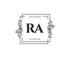 logotipo femenino ra inicial. utilizable para logotipos de naturaleza, salón, spa, cosmética y belleza. elemento de plantilla de diseño de logotipo de vector plano.