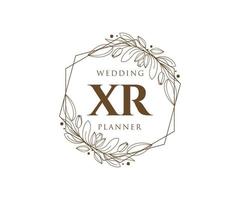 XR Initials letter Wedding monogram logos collection, hand drawn modern minimalistic and floral templates for Invitation cards, Save the Date, elegant identity for restaurant, boutique, cafe in vector