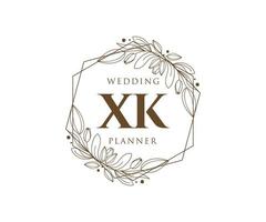 XK Initials letter Wedding monogram logos collection, hand drawn modern minimalistic and floral templates for Invitation cards, Save the Date, elegant identity for restaurant, boutique, cafe in vector