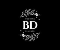 colección de logotipos de monograma de boda con letras iniciales bd, plantillas florales y minimalistas modernas dibujadas a mano para tarjetas de invitación, guardar la fecha, identidad elegante para restaurante, boutique, café en vector