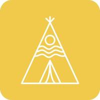 Wigwam Line Round Corner Background Icons vector