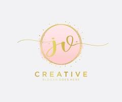 Initial JV feminine logo. Usable for Nature, Salon, Spa, Cosmetic and Beauty Logos. Flat Vector Logo Design Template Element.