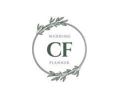 CF Initials letter Wedding monogram logos collection, hand drawn modern minimalistic and floral templates for Invitation cards, Save the Date, elegant identity for restaurant, boutique, cafe in vector
