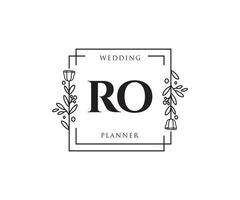 logotipo femenino ro inicial. utilizable para logotipos de naturaleza, salón, spa, cosmética y belleza. elemento de plantilla de diseño de logotipo de vector plano.