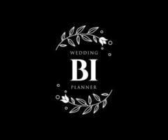 BI Initials letter Wedding monogram logos collection, hand drawn modern minimalistic and floral templates for Invitation cards, Save the Date, elegant identity for restaurant, boutique, cafe in vector