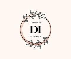 DI Initials letter Wedding monogram logos collection, hand drawn modern minimalistic and floral templates for Invitation cards, Save the Date, elegant identity for restaurant, boutique, cafe in vector